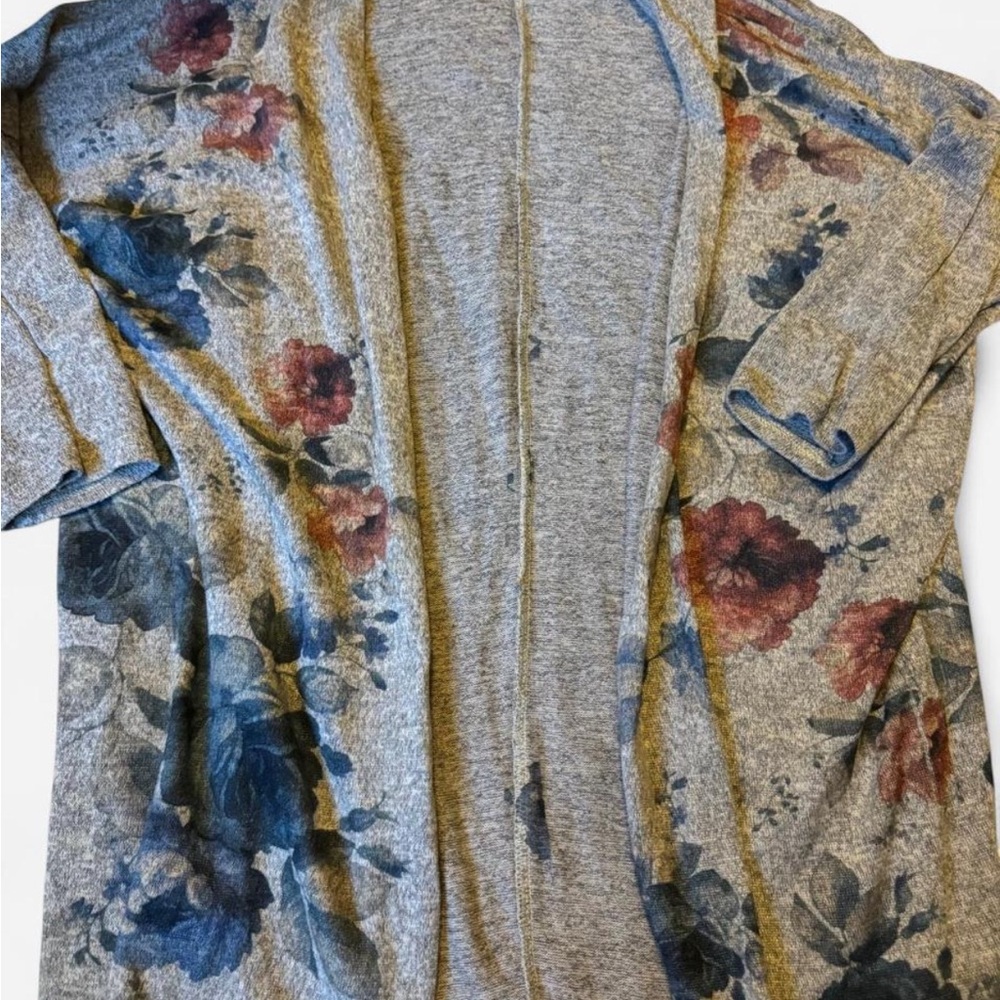 Floral Gray Open Cardigan